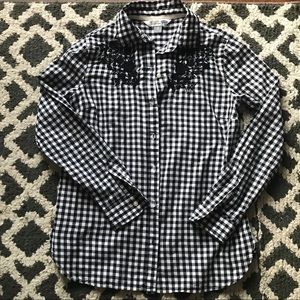 Old Navy checkered black and white womens shirt